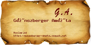 Günszberger Amáta névjegykártya